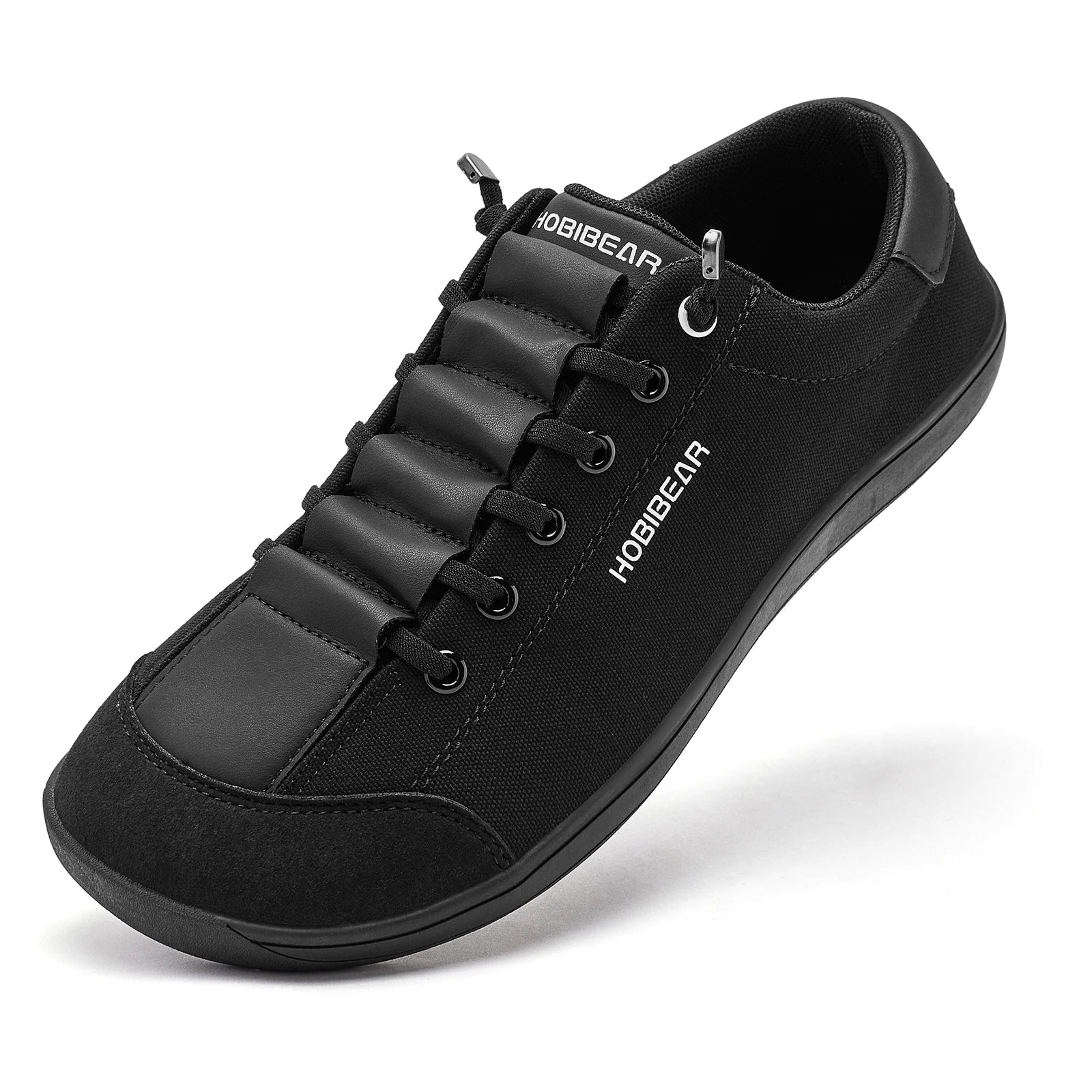 HOBIBEAR Wide Toe Barefoot Shoes for Unisex Minimalist Artificial Leather Sneakers Lightweight Adjustable Slip On Walking Shoes