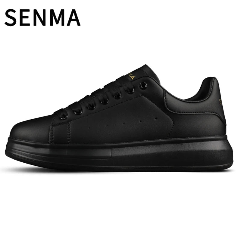 Senma Men's Shoes Couple Sports Casual White Board Shoes Men's Leather Soft Sole Height Increasing Versatile White Trendy Shoes