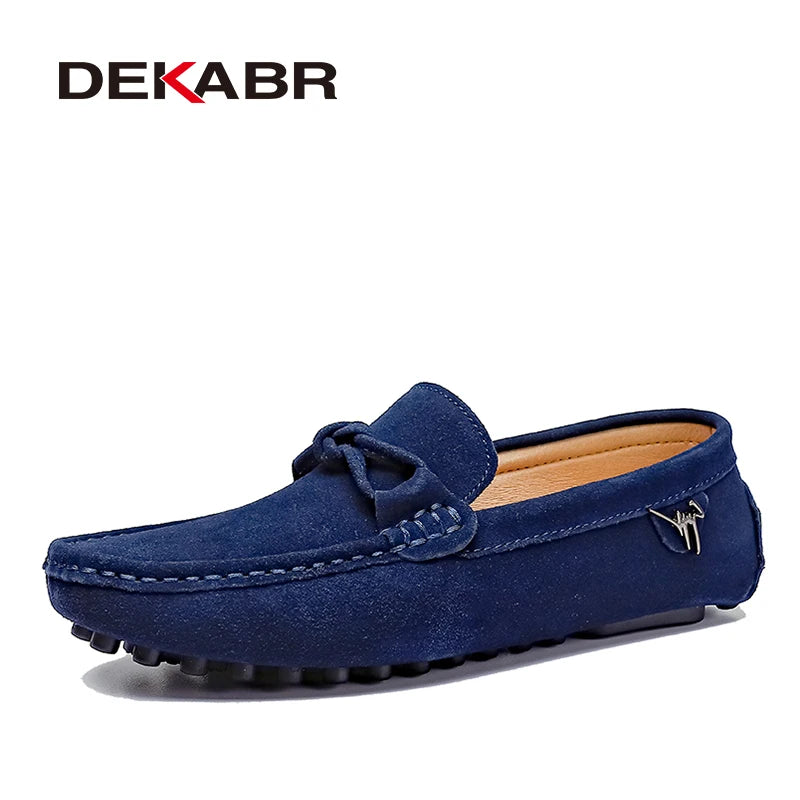 DEKABR Men Cow Suede Shoes Minimalist Bow Designer Fashion Ultra Light Breathable Quality Slip On Non-Slip Loafers Size 38-47