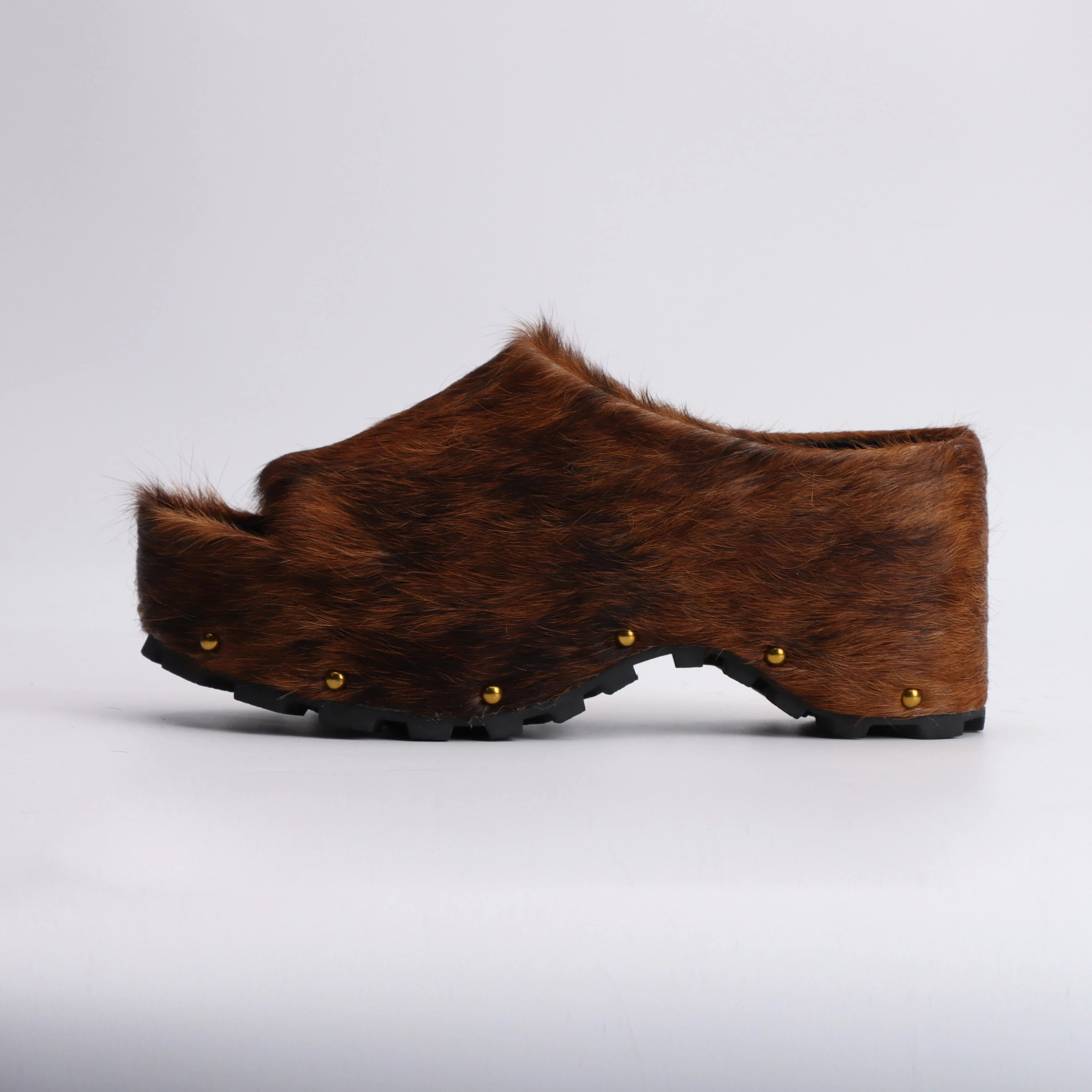 Summer Fashion Comfort Shoes 2025 Women Real Calf Hair Leather Designer Luxury Platform Mules Lined Slip On Clogs Slides Sandals