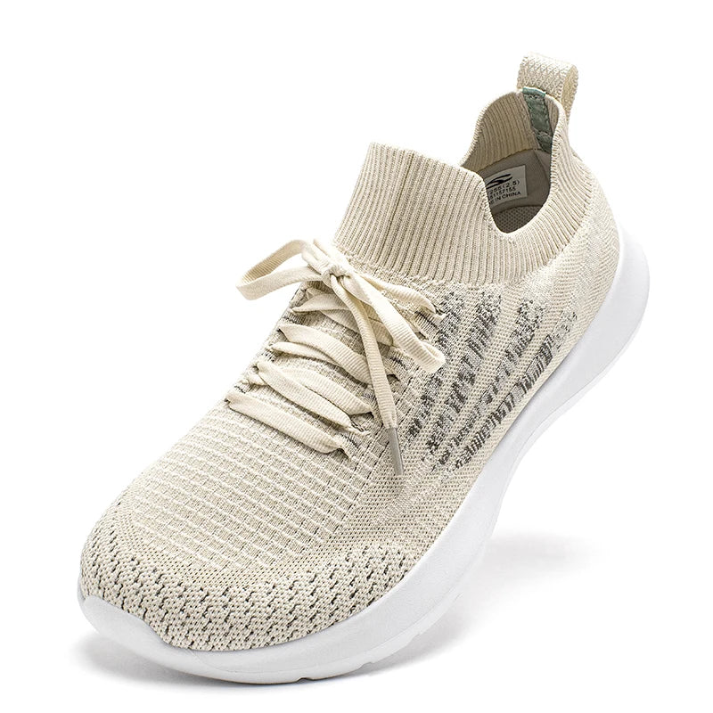 HOBIBEAR Unisex Running Sneakers Wide Toe Mesh Breathable Walking Shoes Non Slip Lace-Up Hiking Sneakers
