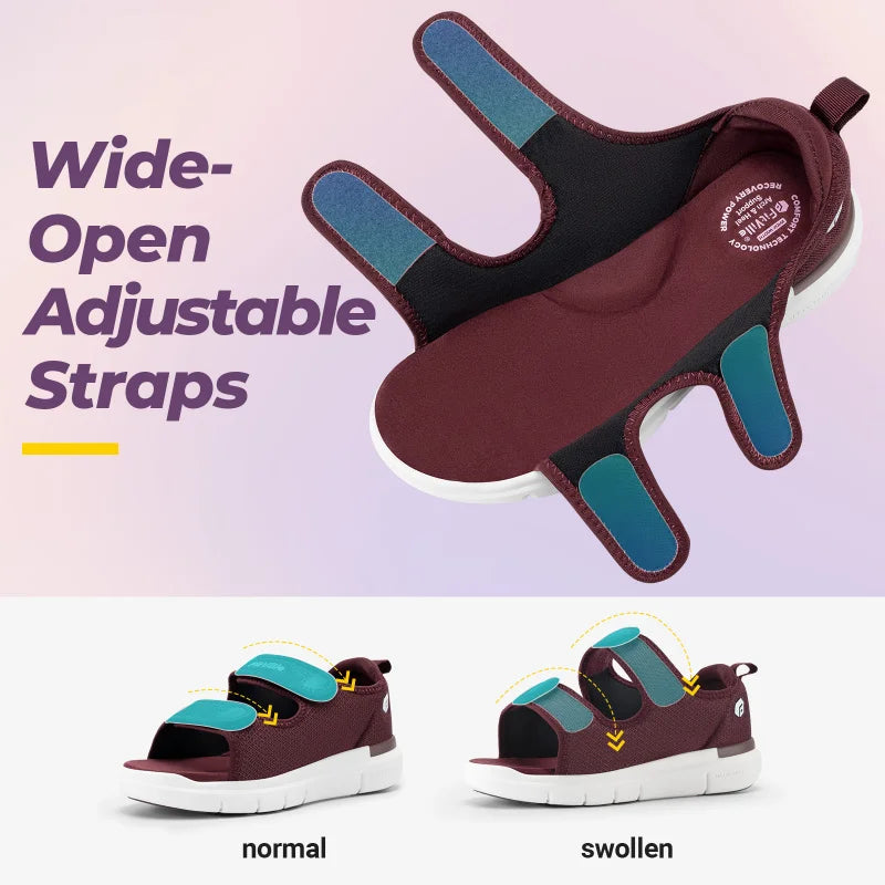 FitVille Women'S Diabetic Wide Sandals With Arch Support Adjustable Straps Lightweight Casual Women Flat Shoes