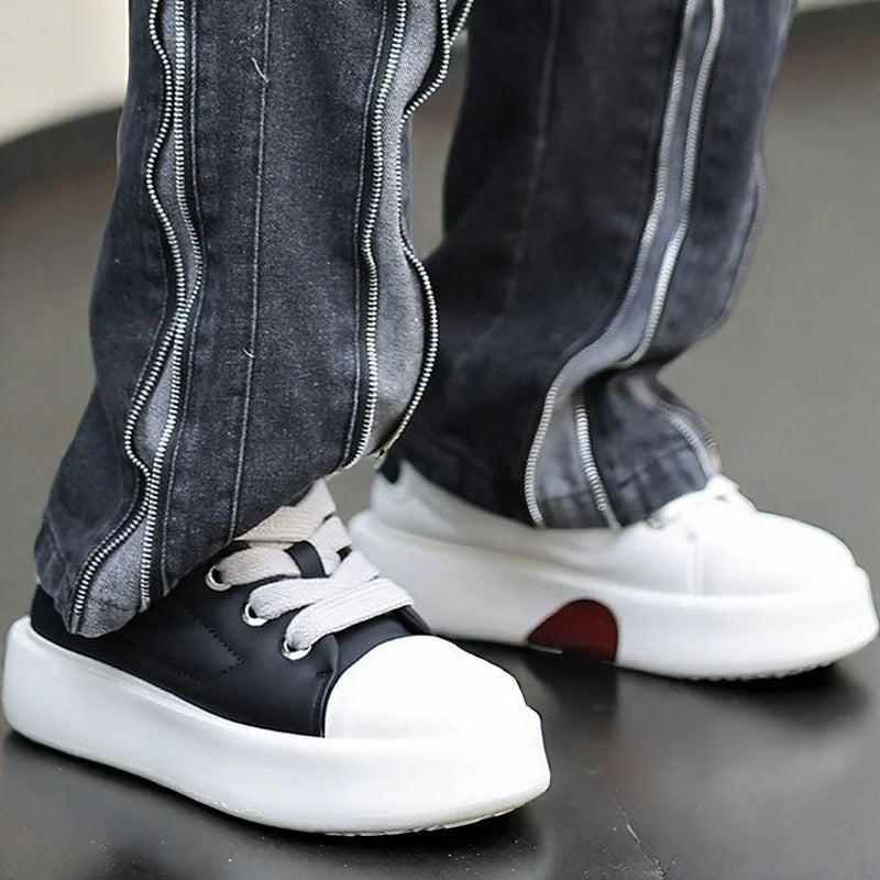 STRONGSHEN Korean Style Men's Casual Sports Shoes Zapatillas De Deporte Moda Shoes Thick Bottom Heart Shaped White Bread Shoes