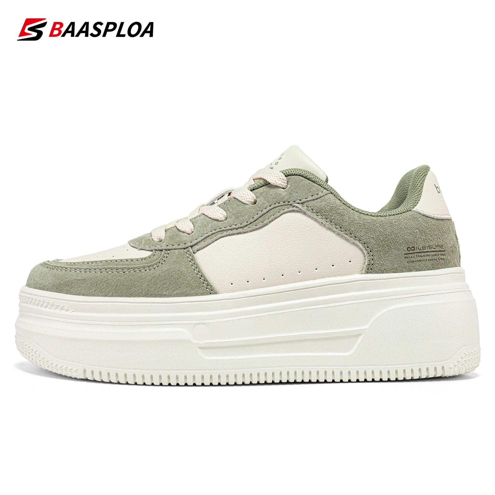 Baasploa Women Casual Walking Shoes Fashion Lightweight Leather Platform Shoes Female Outdoor Non-Slip Sneakers Free Shippi