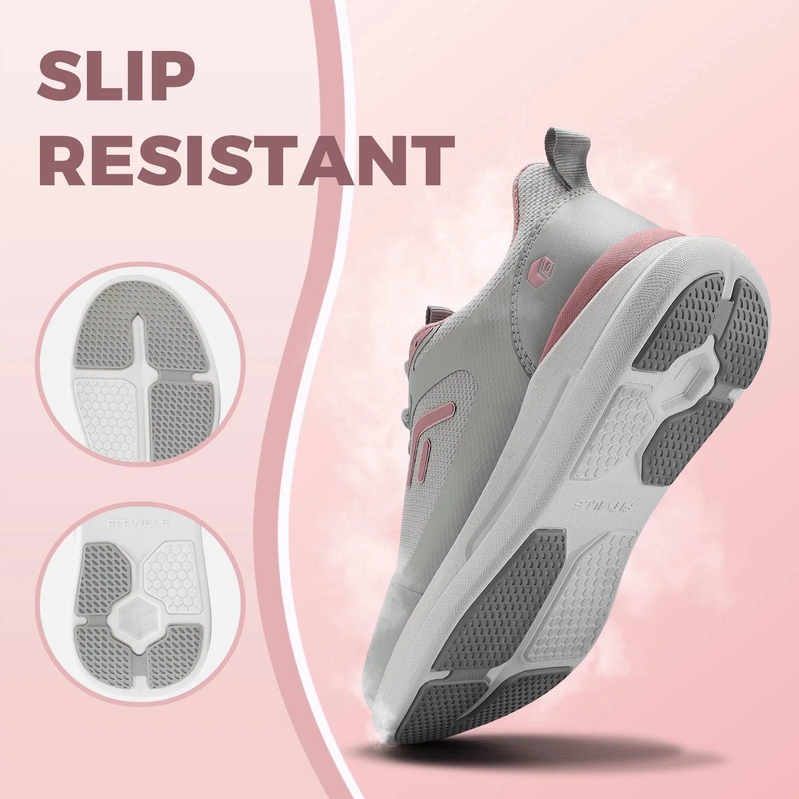 FitVille Women's Shoes Comfortable & Adjustable Wide Running Athletic Workout Gym Cross Training Sneakers for Foot and Heel Pain