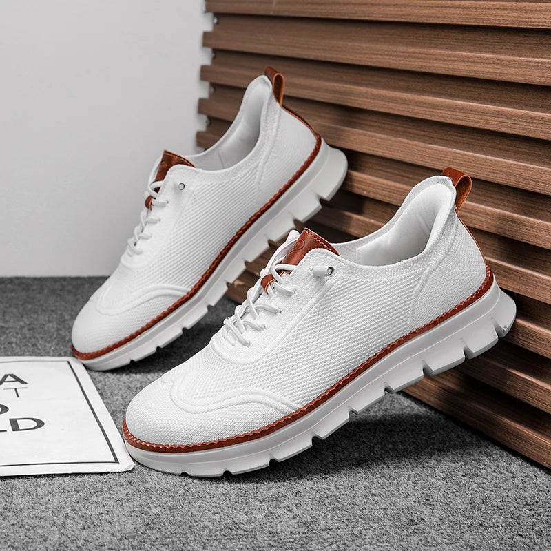 Stylish Mens Wide Box Shoes Barefoot Shoes Casual Mesh Brogue Sneakers Minimalist Zero Drop Summer Fashion Breathable