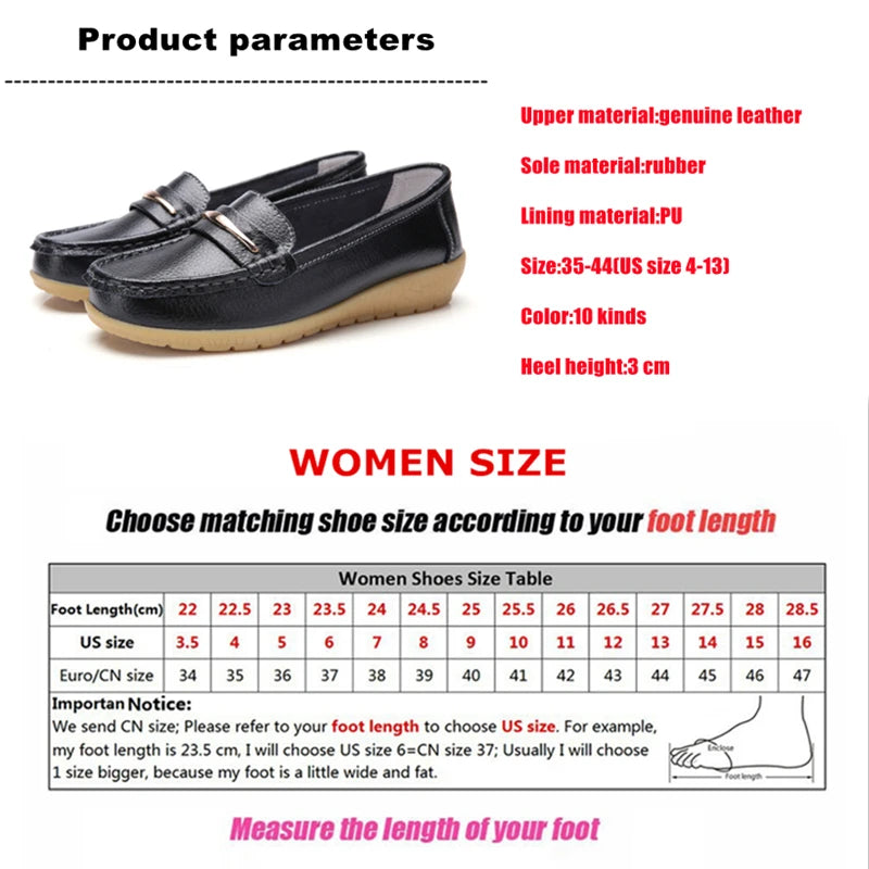 WOIZGIC Femmes Mère Dames Femme Femme Chaussures Plates En Cuir Véritable Mocassins Plateforme Bling Sans Lacet Mocassins Grande Taille 43 44