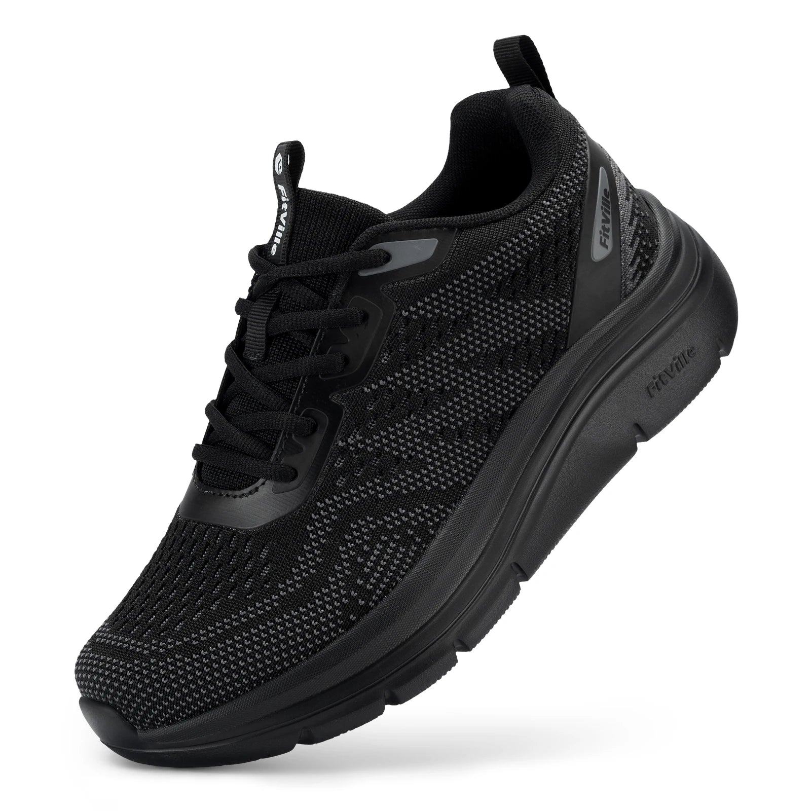 FitVille Lightweight Women's Sport Shoes Thick Sole Walking Shoes Extra Wide Sneakers Breathable for Swollen Feet Arch support