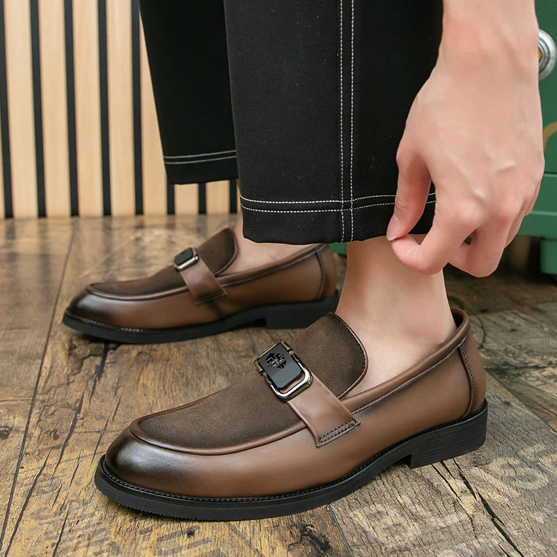 STRONGSHEN Men Leather Shoes Casual Slip-On Dress Loafers Business Shoes Wedding Party Shoes Oxfords Formal Shoes Moccasins