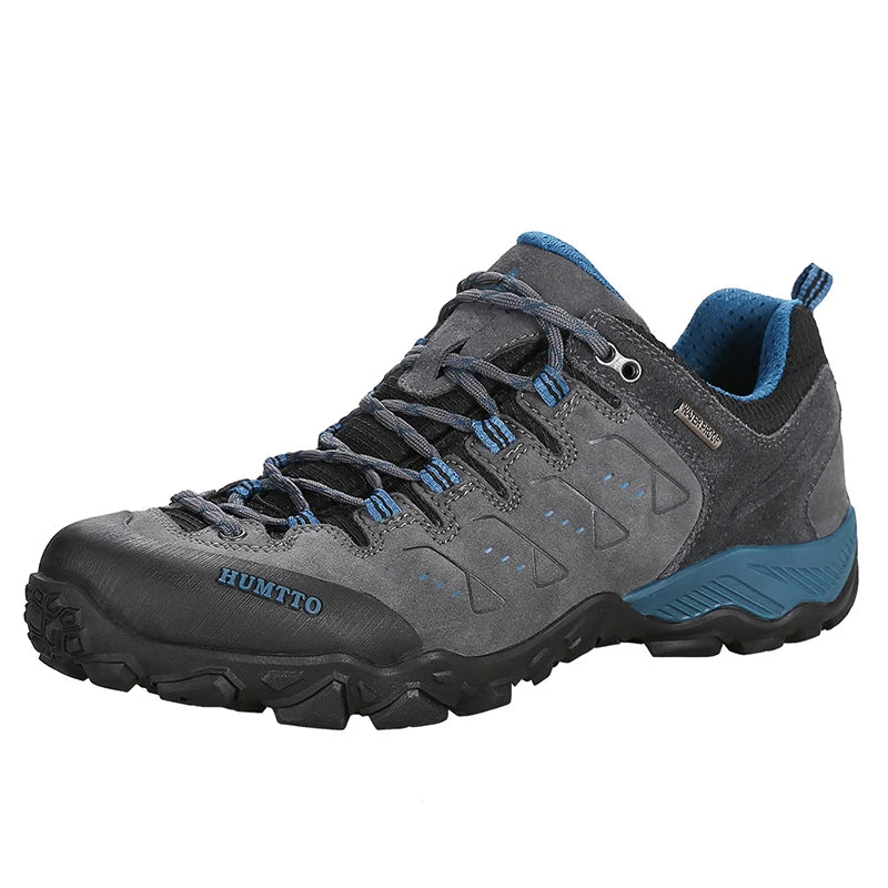 HUMTTO Hiking Shoes Genuine Leather Men's Sports Shoes Non-slip Winter Outdoor Safety Sneakers Breathable Trekking Boots for Men