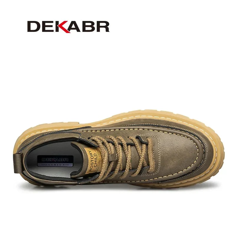 DEKABR Genuine Leather Men's Ankle Boots Luxury Comfortable Style Shoes Casual Personalized Handmade Thick Sole Boots Size 38-48