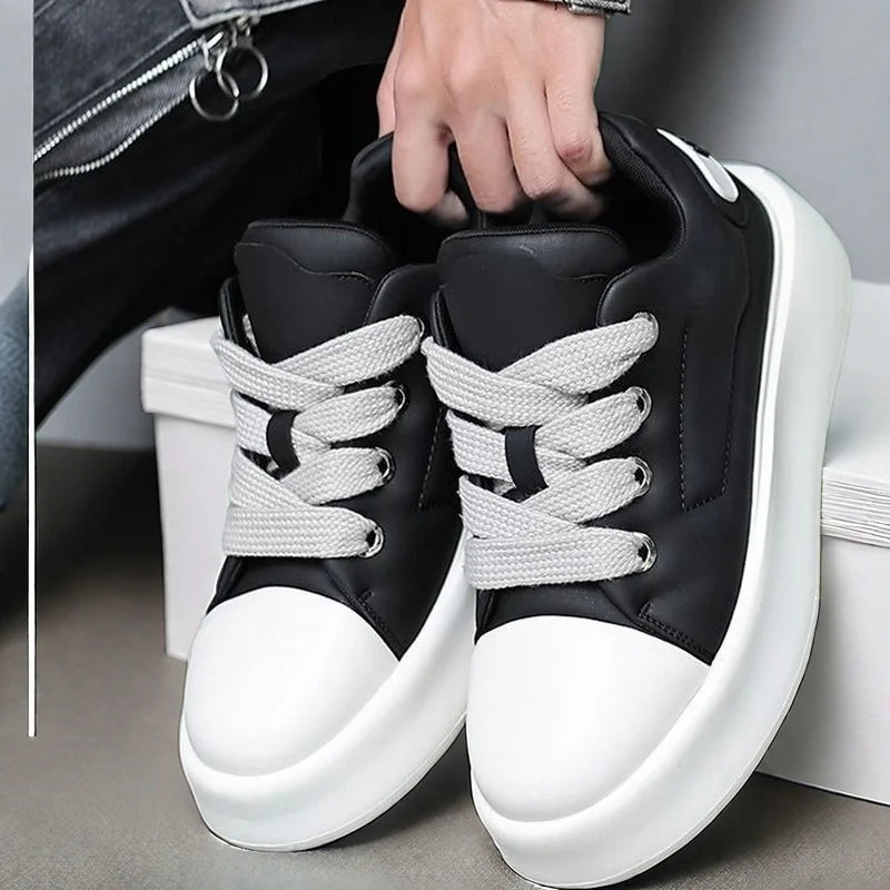 STRONGSHEN Korean Style Men's Casual Sports Shoes Zapatillas De Deporte Moda Shoes Thick Bottom Heart Shaped White Bread Shoes