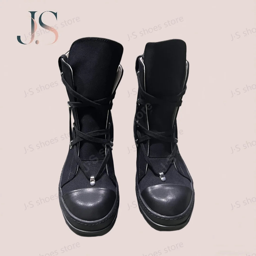 R-o Designer Luxury Casual Shoes Men Ankle Boot Women Sneaker High Top Shoe Geobasket Lace-up Zipper Black Canvas Sneakers Boots