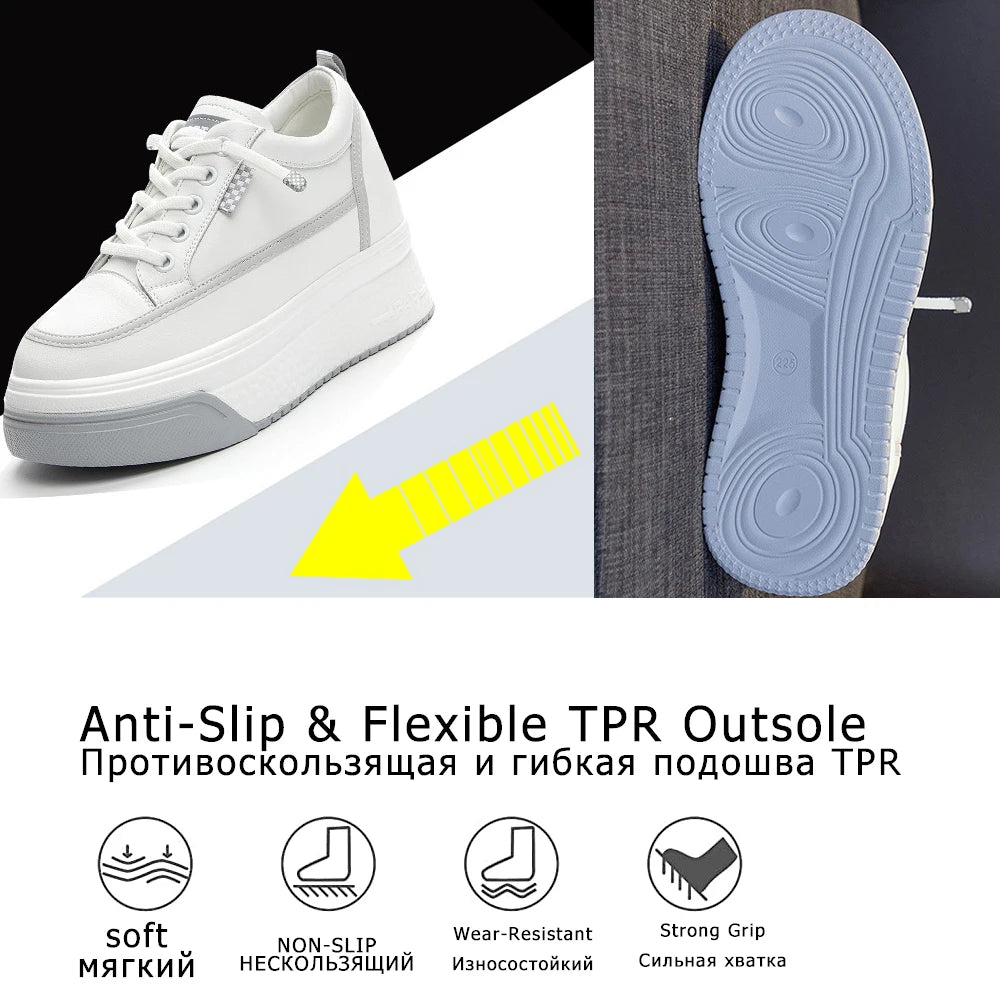 Fujin 7cm Genuine Leather Platform Wedge Winter Women Fashion Canvas Breathable Lady Super High Mixed Color Leisure Single Shoes