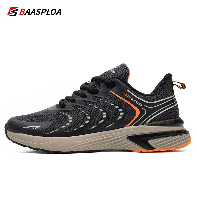 Baasploa Men's Running Shoes New Spring Lightweight Breathable Non Slip Sneakers Male Outdoor Mesh Lace-Up Casual Sports Shoes
