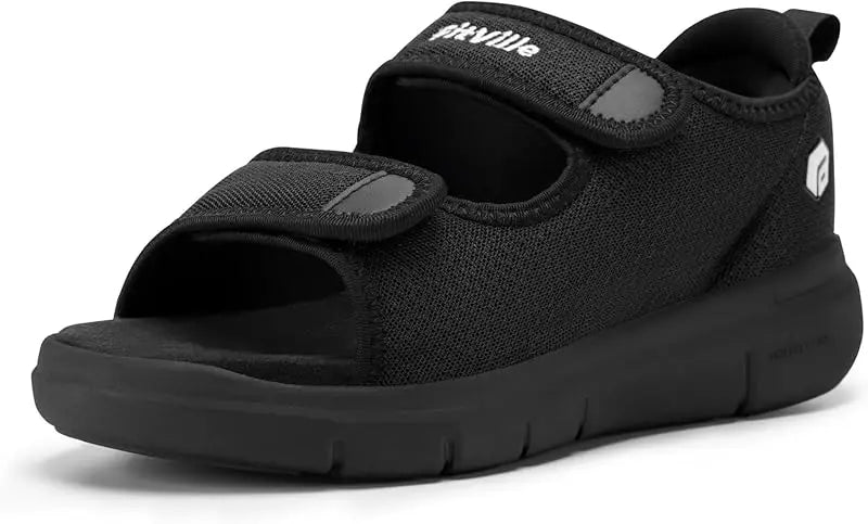 FitVille Women'S Diabetic Wide Sandals With Arch Support Adjustable Straps Lightweight Casual Women Flat Shoes