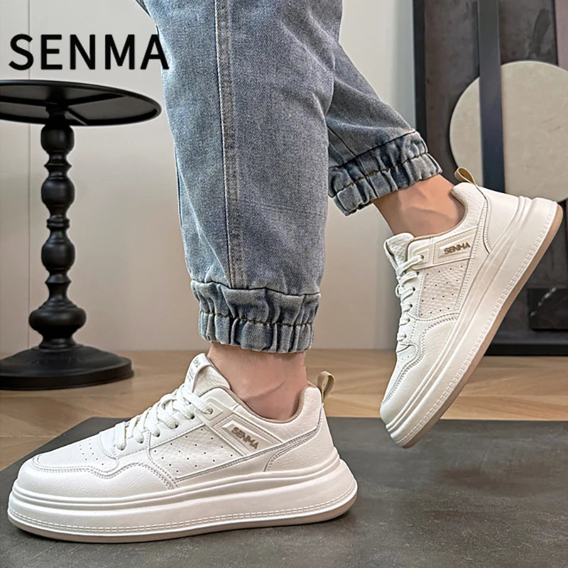 SENMA Luxury Men's Shoes Thick Soled Leather Small White Shoes Men Trendy Shoes Board Shoes Men's Sneakers Women's Casual Shoes