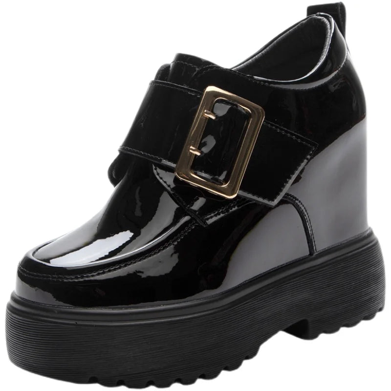 Fujin 11cm Genuine Leather Fashion Walking Height Increasing Loafers Ladies Casual Platform Wedge Women Slip on Shoes Slippers