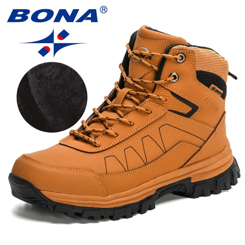 BONA  New Arrival Outdoor Hiking Boots Men Winter Shoes Walking Climbing Shoes Man Mountain Sport Boots Masculino Trendy fre