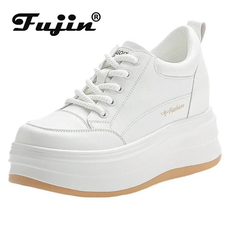 Fujin 8cm Genuine Leather Vulcanize Summer High Brand Comfy Chunky Sneaker Loafer Spring Autumn Platform Vulcanize Women Shoes