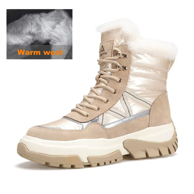 HUMTTO Winter Hiking Boots Leather Trekking Women's Trainers Luxury Designer Snow Boots Outdoor Casual Shoes 2024 Woman Sneakers