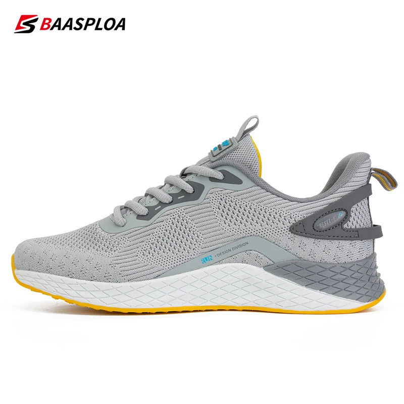 Baasploa Men Sneakers New Fashion Mesh Breathable Tennis Male Casual Running Shoes Non-Slip Knit Lightweight Walking Shoes