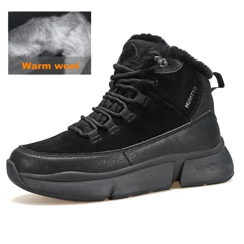HUMTTO Winter Hiking Boots Leather Trekking Women's Trainers Luxury Designer Snow Boots Outdoor Casual Shoes 2024 Woman Sneakers