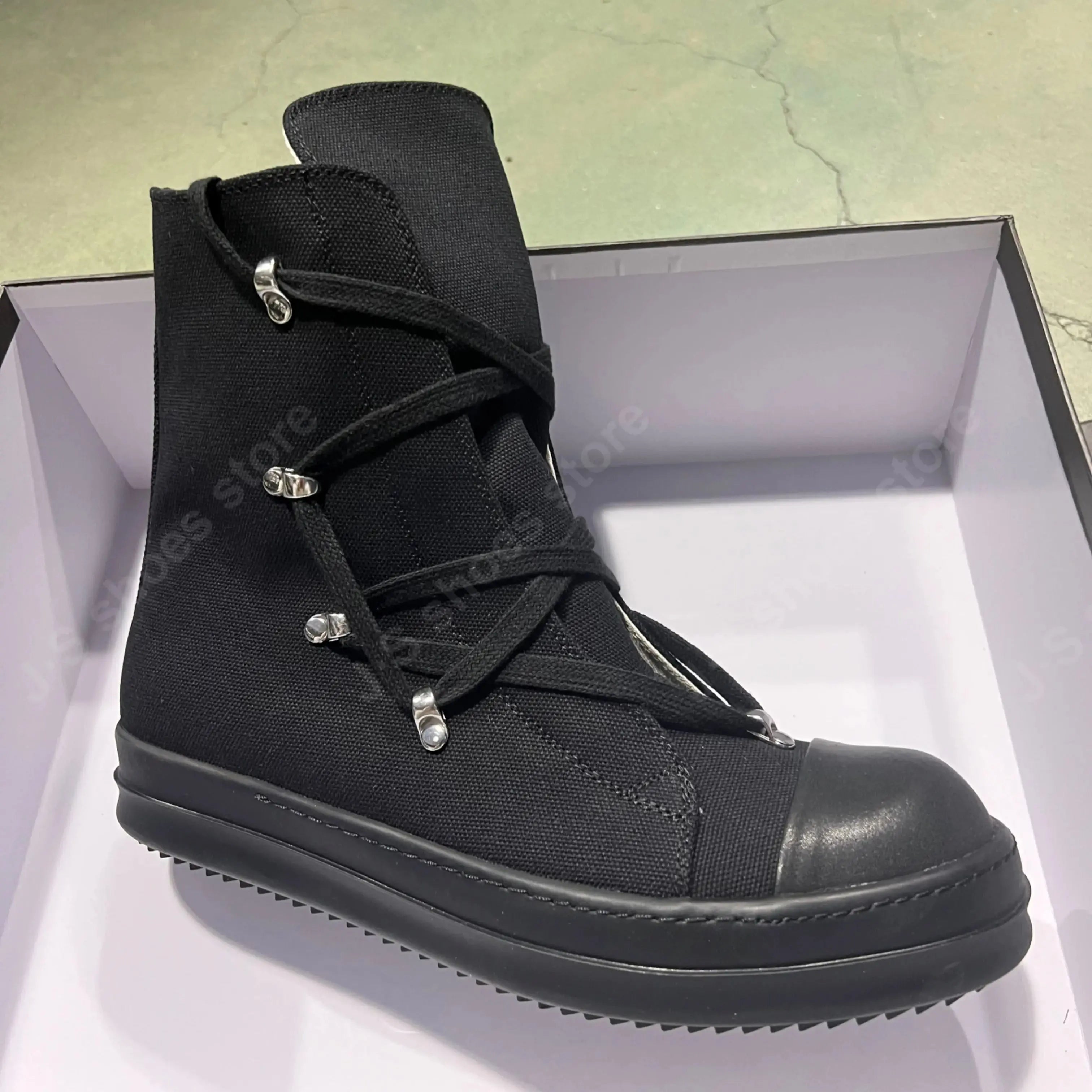 R-o Designer Luxury Casual Shoes Men Ankle Boot Women Sneaker High Top Shoe Geobasket Lace-up Zipper Black Canvas Sneakers Boots
