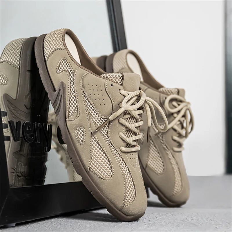 Men's Casual Half Slippers Breathable Casual Shoes for Men Fashion Lace Up Shoes Luxury Soft Sole Running Shoes Men Tenis Shoes