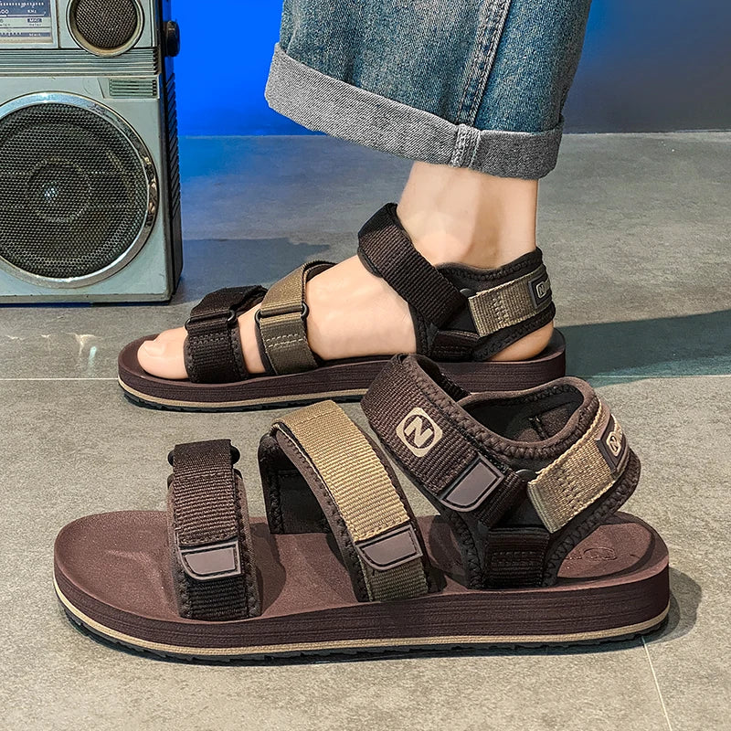 Sandales plates style gladiateur pour hommes, chaussures ouvertes, chaussures romaines, sandales décontractées d'été, réglables, respirantes, légères, grandes tailles 50, 51, 52