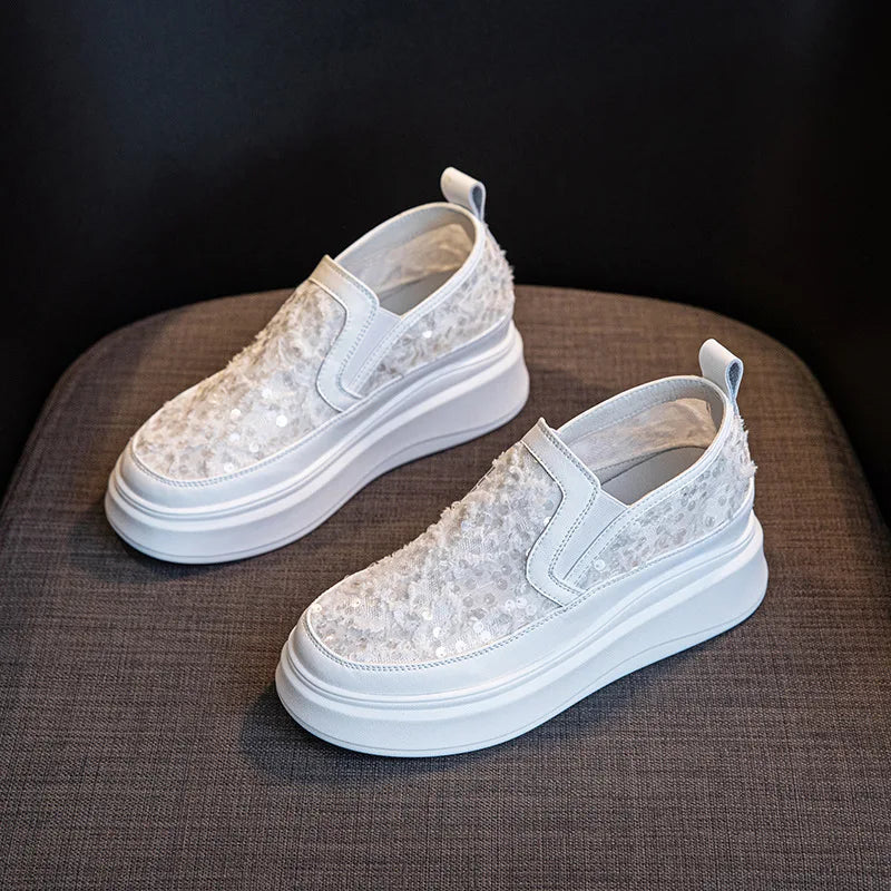 Koznoy 7cm Air Mesh Synthetic Leather High Brand Casual Women Shoes Ladies Vulcanize Summer Platform Wedge Sneakers Breathable