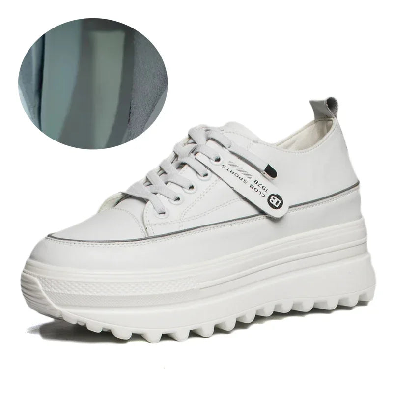 Fujin 5cm Genuine Leather 8cm Shoes Chunky Sneakers Platform Heel Wedge Warm Women Winter Shoes Vulcanized Sneakers Tenis Mujer