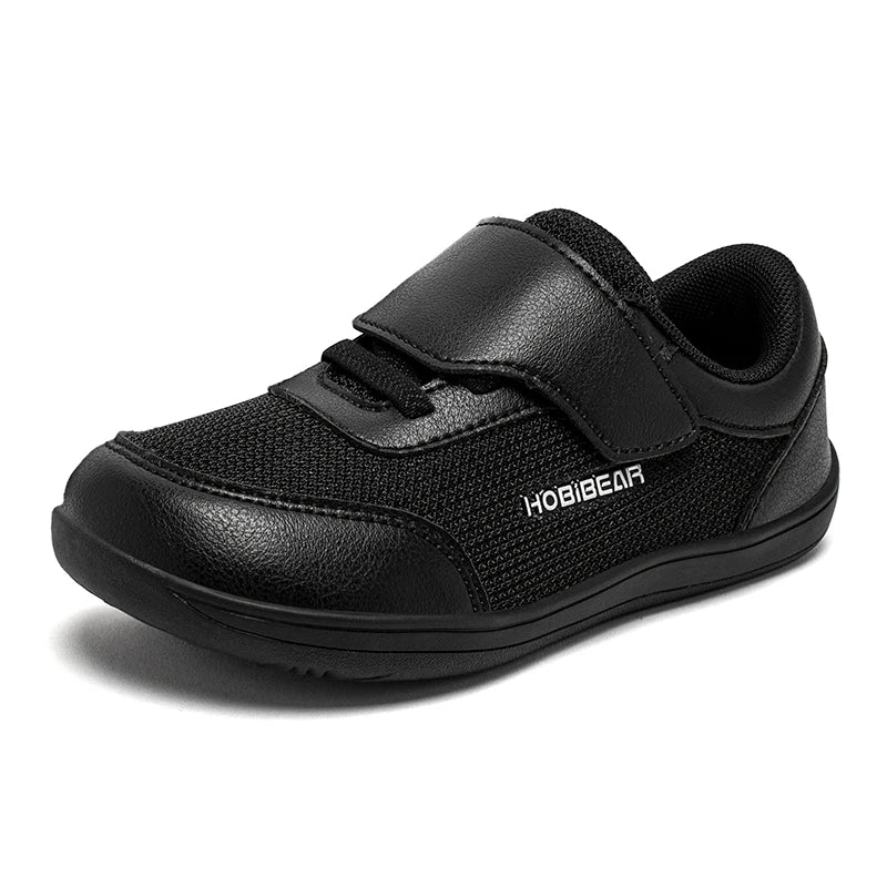 HOBIBEAR Wide Toe Kids Barefoot Sneakers Boys Girls Zero Drop Walking Shoes Mesh Hook Loop Minimalist Sneakers