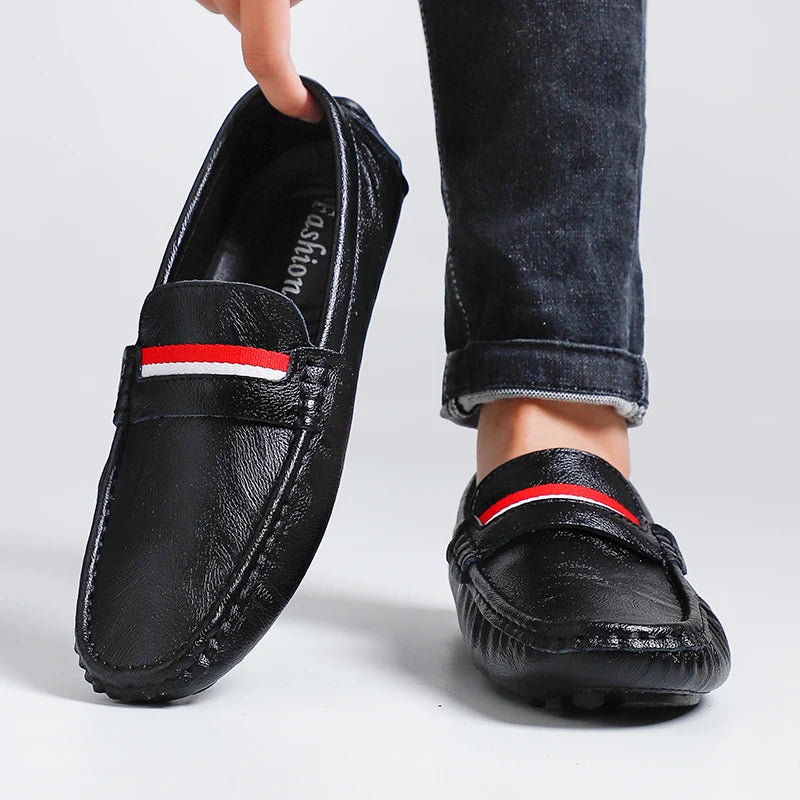 STRONGSHEN Men Shoes Slip on Flats Moccasins Mens Breathable Casual Leather Shoes Luxury Brand Loafers Driving Shoes for Men