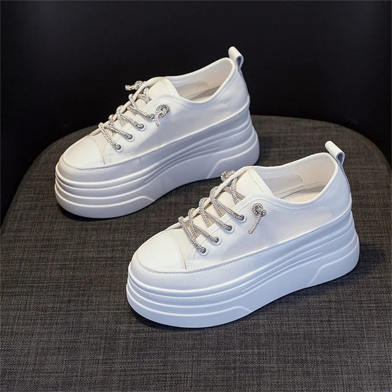 Fujin 8cm Breathable Air Mesh Genuine Leather Women Platform Shoes Wedge Sneakers for Women Summer Shoes Fashion Sneakers