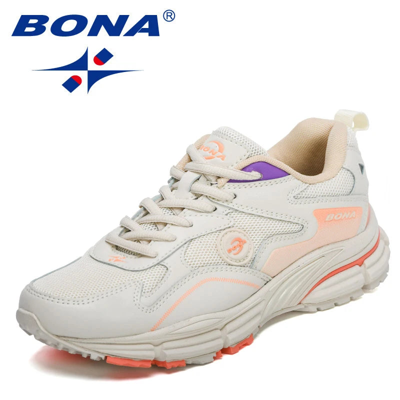 BONA  New Designers Running Shoes Lightweight Breathable Sneakers Women Jogging Walking Athletic Training Footwear Feminimo