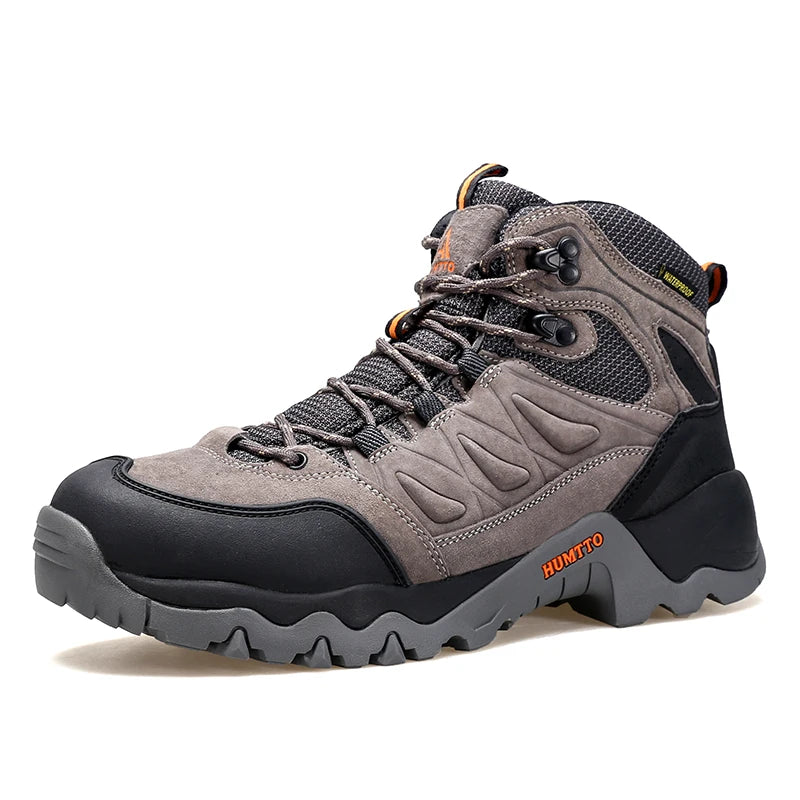 HUMTTO Shoes for Men Genuine Leather Hiking Men's Sports Shoes Non-slip Winter Outdoor Safety Sneakers Breathable Trekking Boots