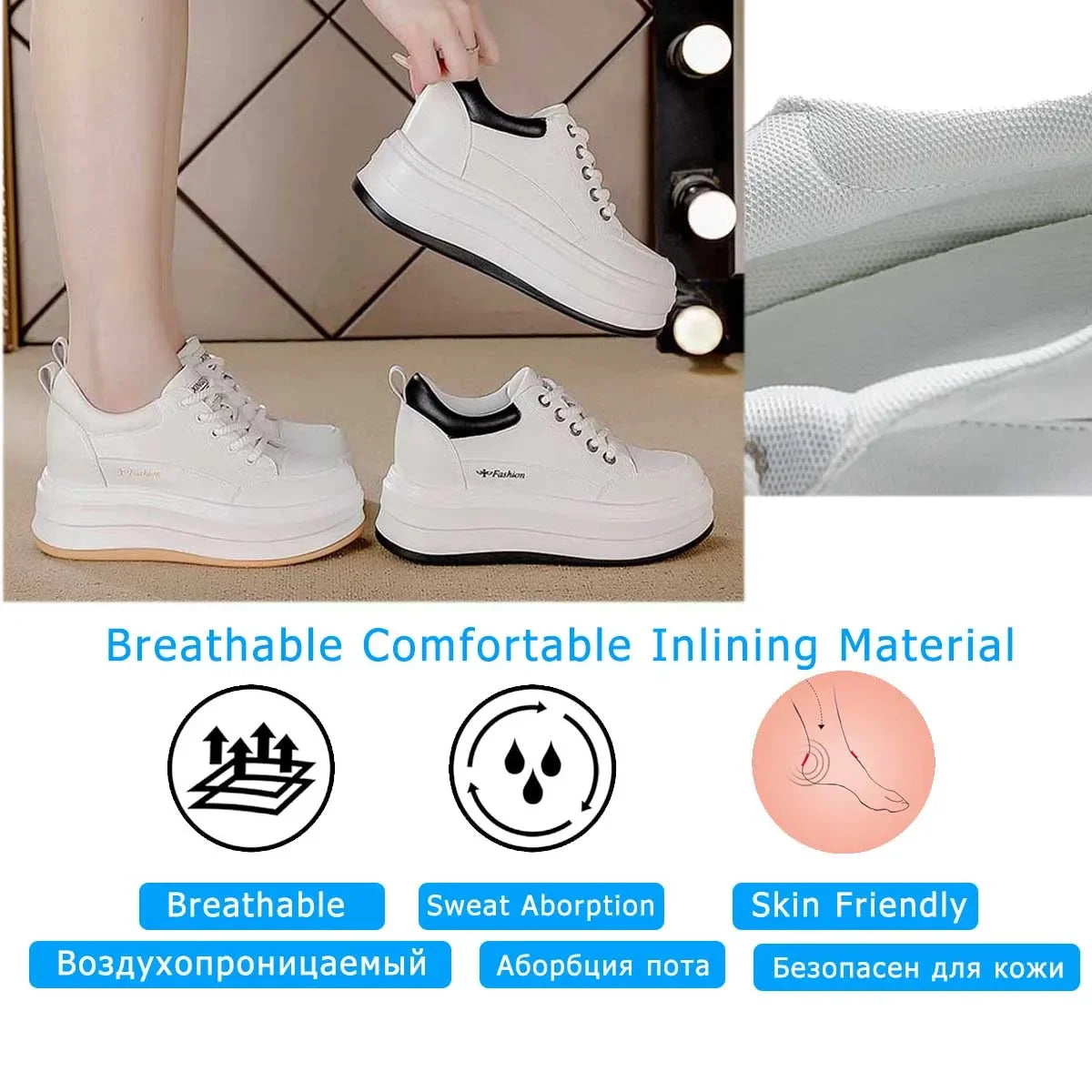 Fujin 8cm Genuine Leather Vulcanize Summer High Brand Comfy Chunky Sneaker Loafer Spring Autumn Platform Vulcanize Women Shoes