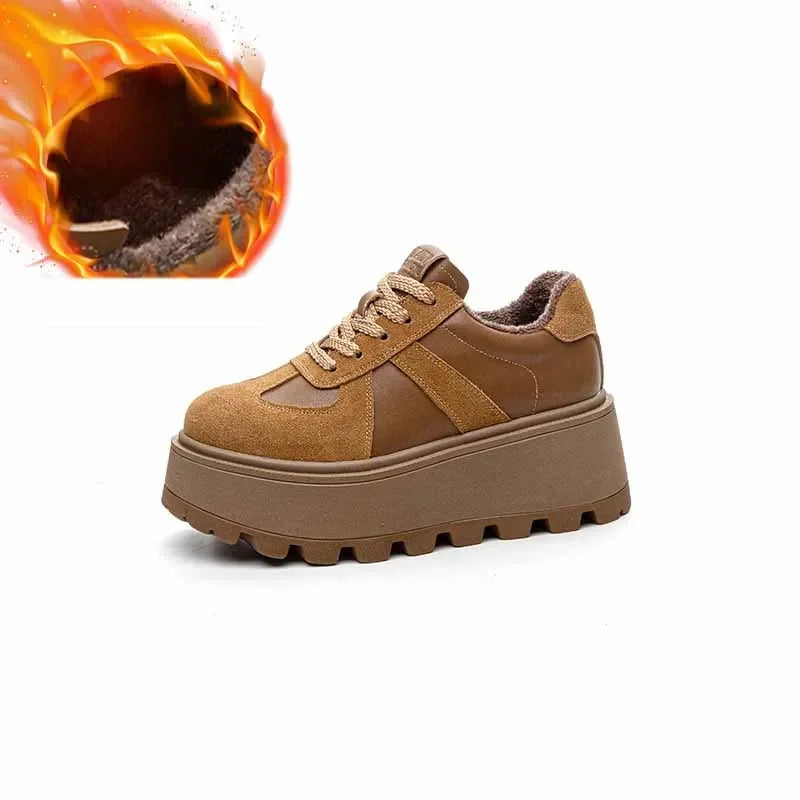 Fujin 8.5cm Women Luxury Microfiber Genuine Leather Platform Wedge Pumps Comfy Ankle Booties Spring Autumn Ankle Boots Shoes