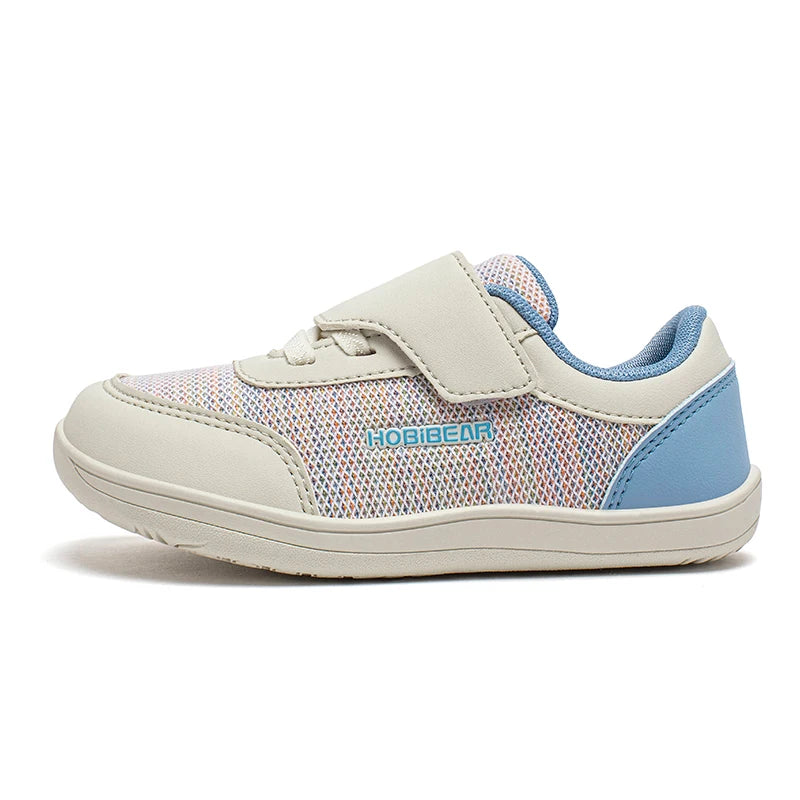 HOBIBEAR Wide Toe Kids Barefoot Sneakers Boys Girls Zero Drop Walking Shoes Mesh Hook Loop Minimalist Sneakers