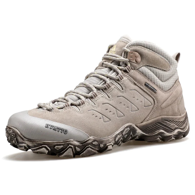 HUMTTO Shoes for Men Genuine Leather Hiking Men's Sports Shoes Non-slip Winter Outdoor Safety Sneakers Breathable Trekking Boots