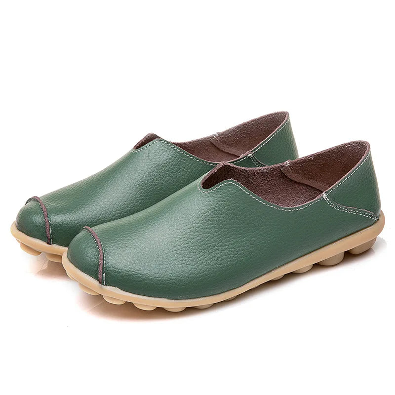 WOIZGIC Genuine Leather Flats Loafers for Women's Female Ladies Comfortable Slip-On Shoes Classic Style colorful soft