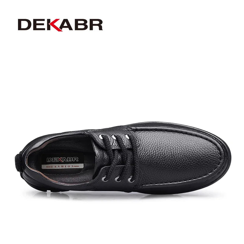 DEKABR New Lace Up Fashion Genuine Leather Casual Men Shoes Designer Comfortable Breathable Loafers Driving Shoes Big Size 37-50