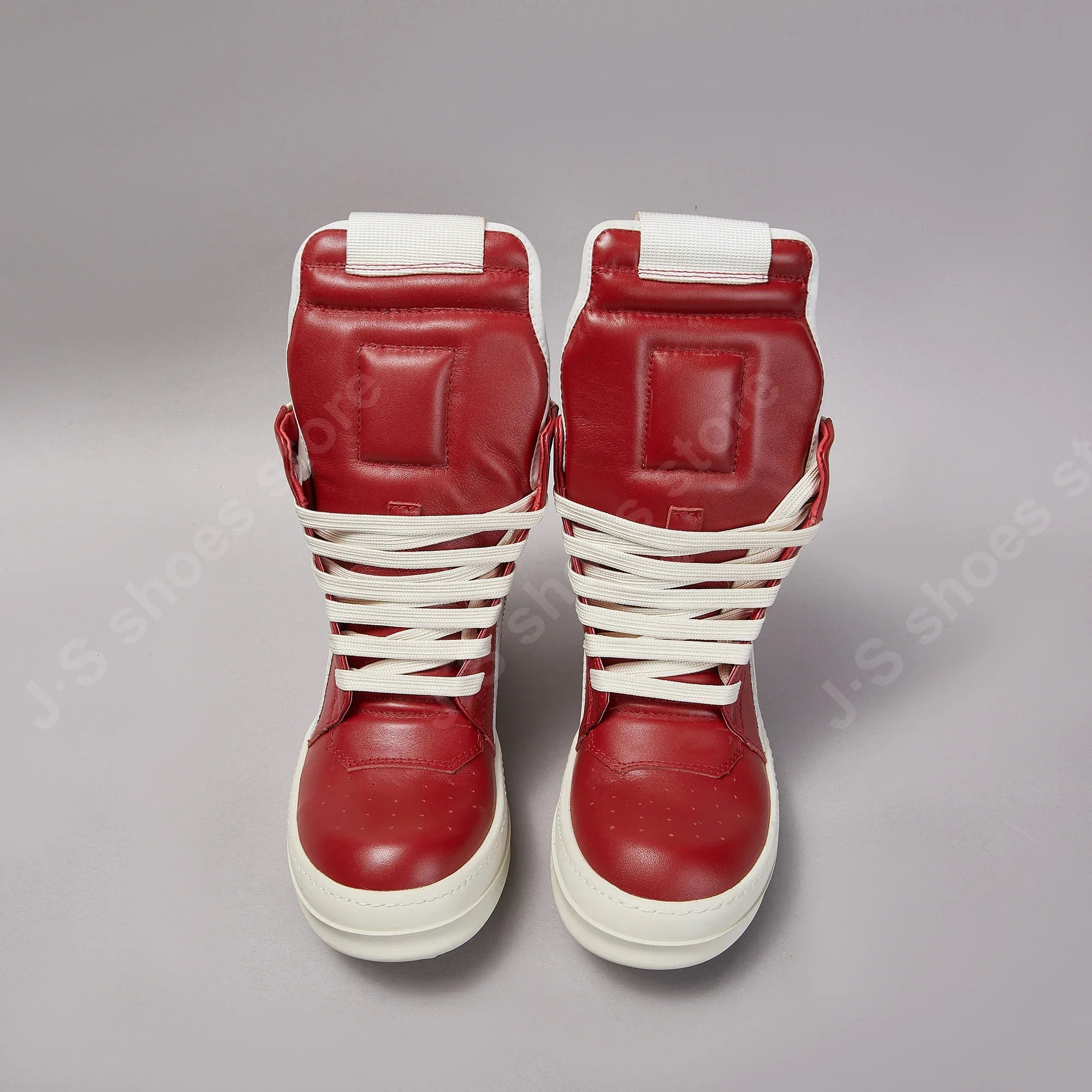 Ro Design Men Shoe Red Leather Ankle Boot Outoor Boots High Top Casual Shoe High Quality Zip Women Sneaker Flat Cowhide Sneakers