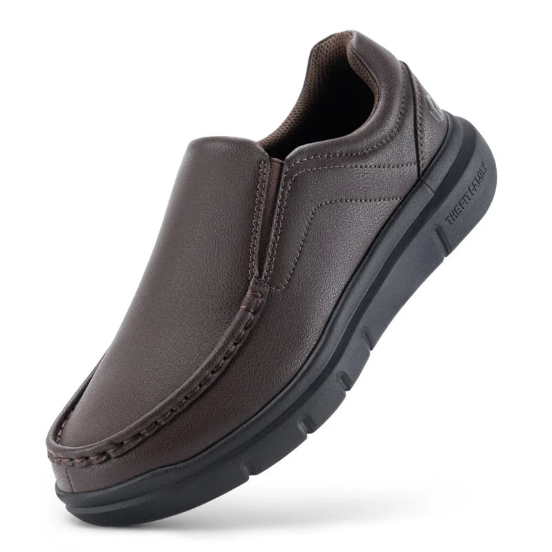 Fitville Men'S Shoes Wide Width Leather Slip-On Casual Shoes Lightweight For Swollen Feet With Arch Support Pain Relief