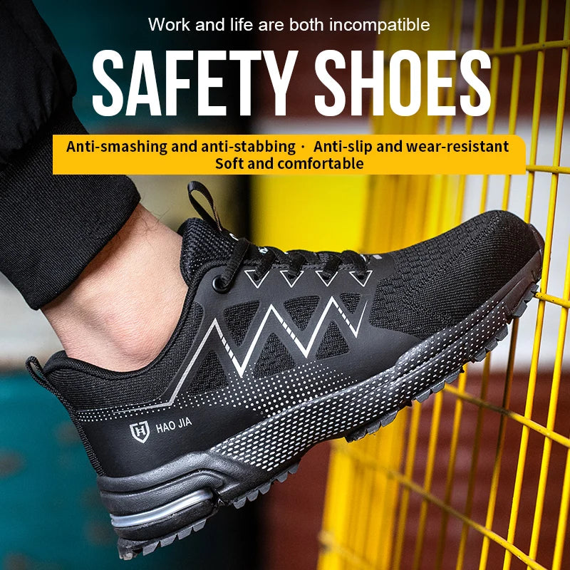 Chaussures de sécurité légères pour hommes, baskets à embout en acier, anti-coups de couteau et anti-écrasement, bottes de sécurité pour le travail, chaussures de travail tendance pour hommes, chaussures de protection