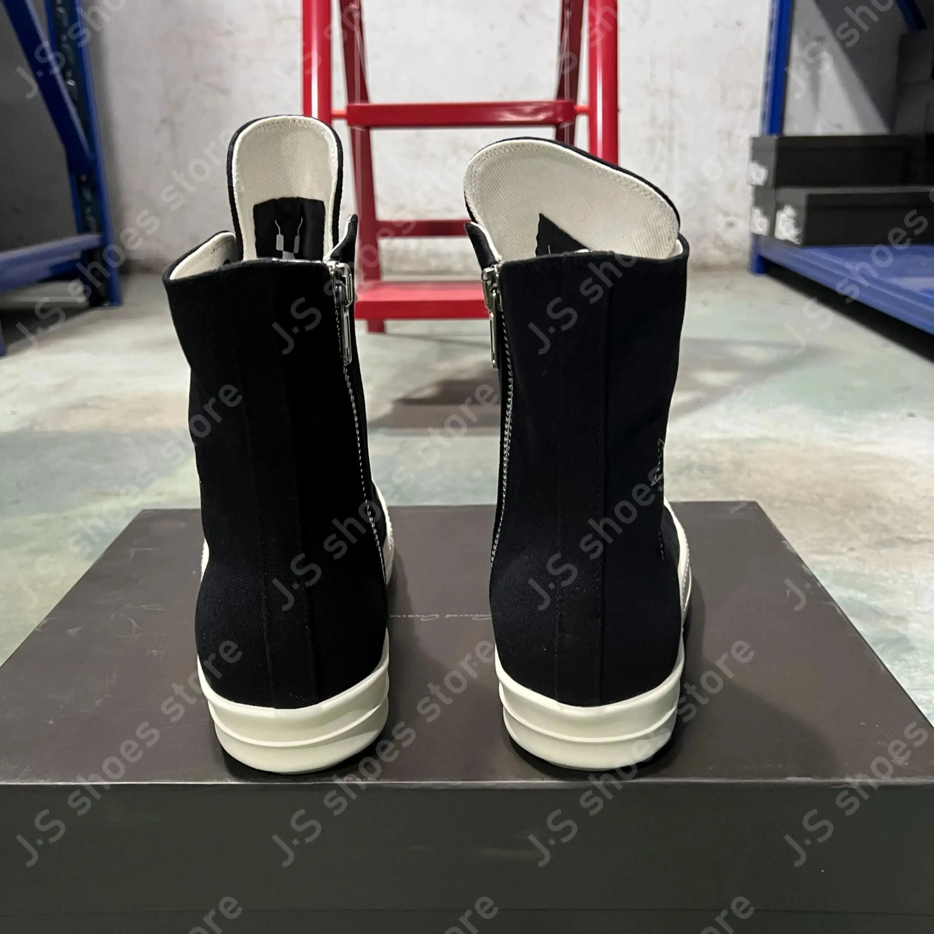 R-o Classic Design Black Canvas High Top Shoes Boot Men Shoe Genious Sneakers Zipper Women Ankle Boots Casual Sneaker
