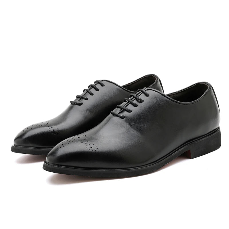 Men's Leather Shoes Handmade High Quality Red Sole Casual Oxford Business Brogue Shoes Lace-up Comfortable Lace-up Man Shoe