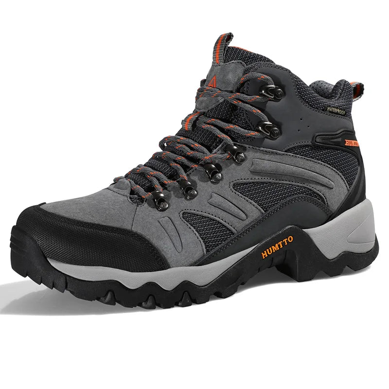 HUMTTO Shoes for Men Genuine Leather Hiking Men's Sports Shoes Non-slip Winter Outdoor Safety Sneakers Breathable Trekking Boots