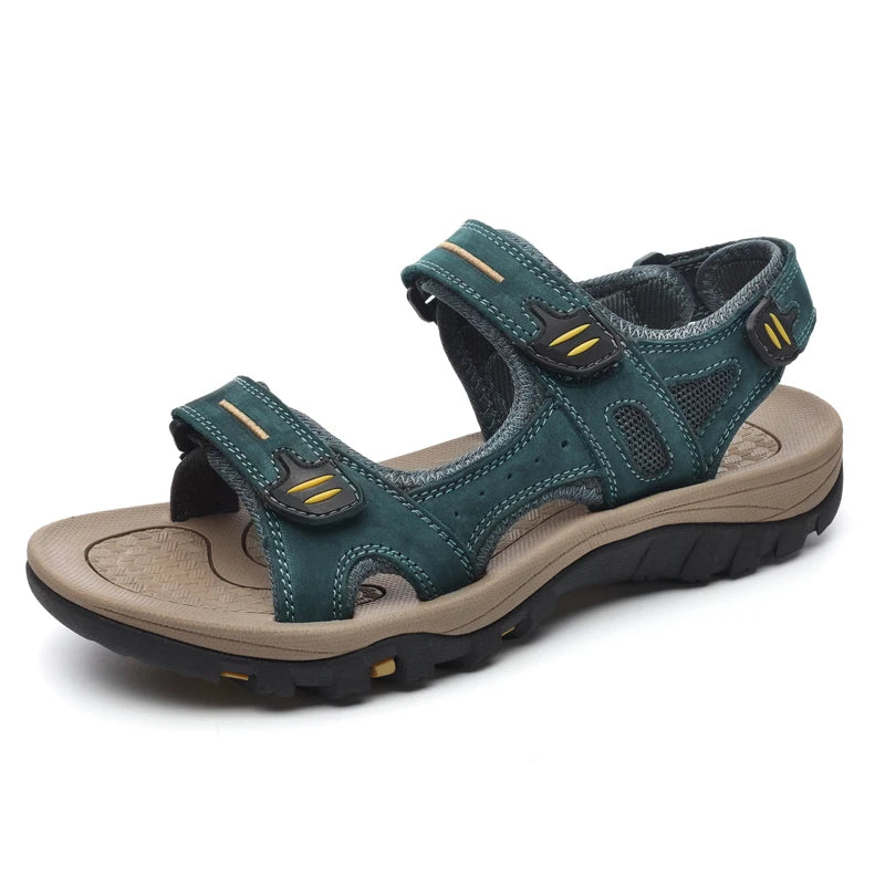 Sandales d'été en cuir véritable pour hommes, nouvelles sandales grande taille pour hommes, chaussures d'extérieur décontractées pour hommes, sandales tendance, pantoufles, grandes tailles 38-48
